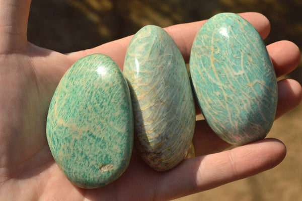 Polished Blue Kobi Amazonite Gallets x 18 From Zimbabwe - TopRock