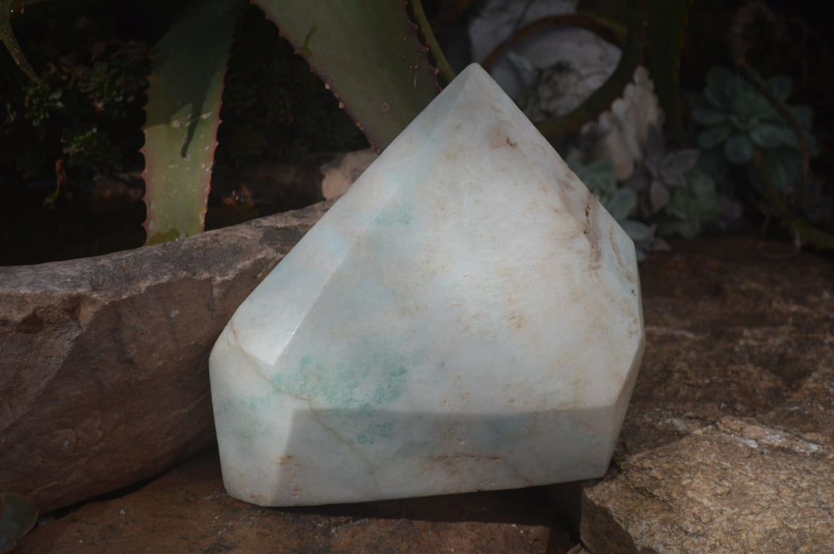 Polished Extra Large Blue Smithsonite Aragonite Point x 1 From Congo - Toprock Gemstones and Minerals 