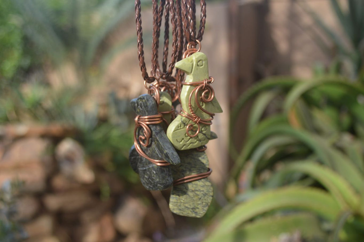 Polished Copper Wire Wrapped Ancient Eagle Pendants  x 6 From Southern Africa - Toprock Gemstones and Minerals 