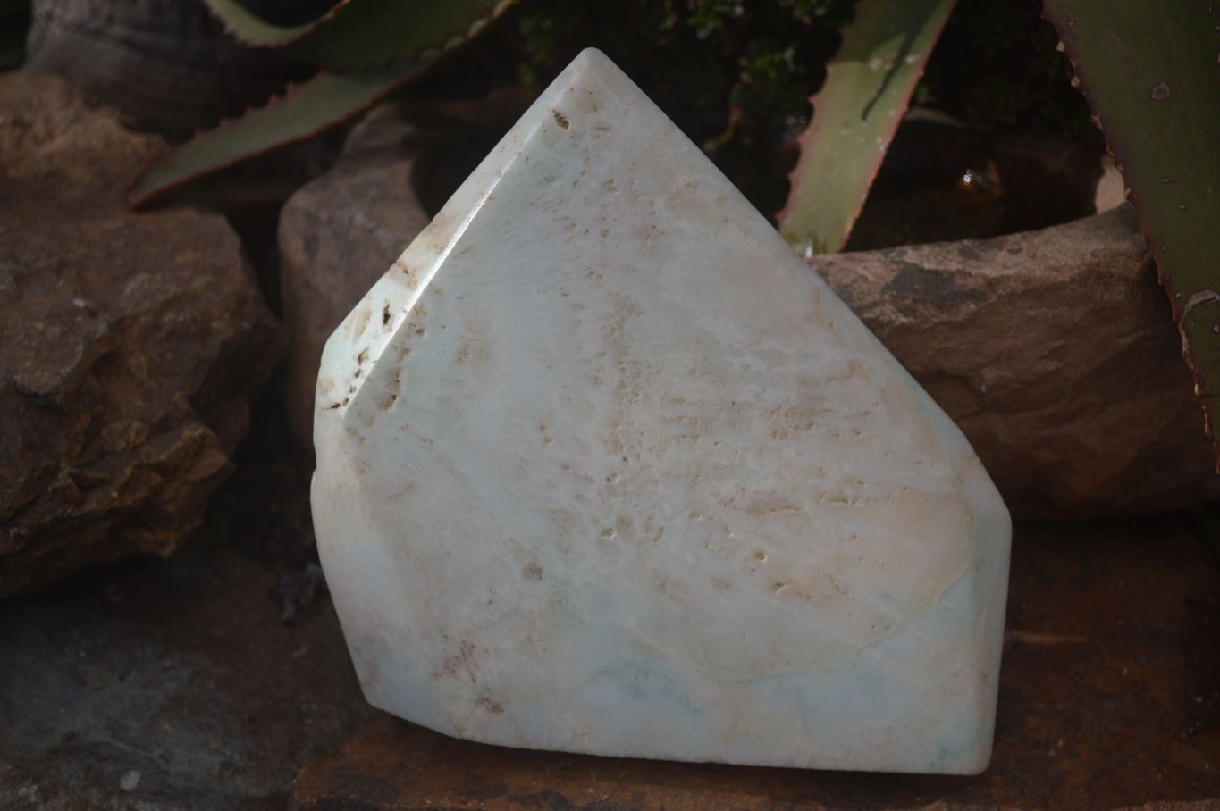Polished Extra Large Blue Smithsonite Aragonite Point x 1 From Congo - Toprock Gemstones and Minerals 