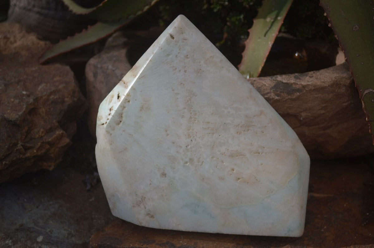 Polished Extra Large Blue Smithsonite Aragonite Point x 1 From Congo - Toprock Gemstones and Minerals 