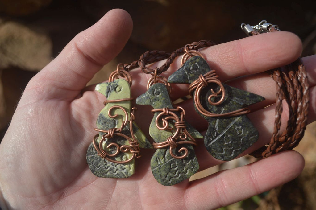Polished Copper Wire Wrapped Ancient Eagle Pendants  x 6 From Southern Africa - Toprock Gemstones and Minerals 