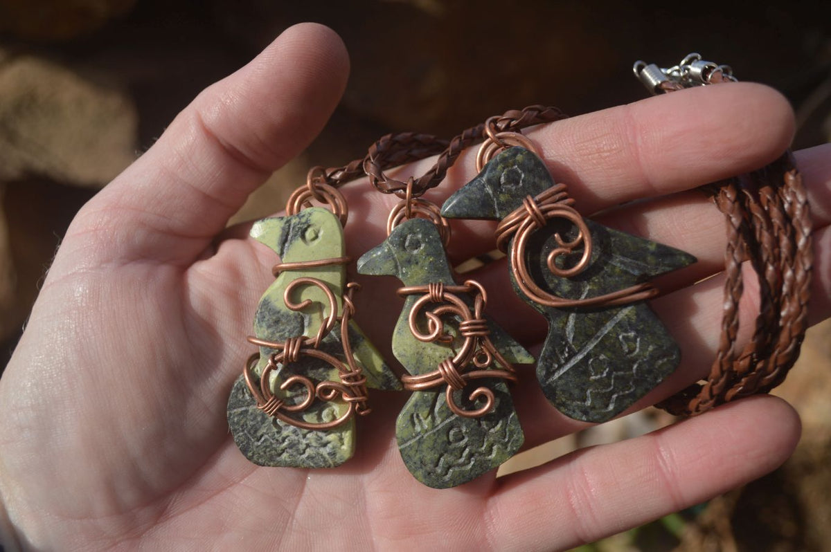 Polished Copper Wire Wrapped Ancient Eagle Pendants  x 6 From Southern Africa - Toprock Gemstones and Minerals 