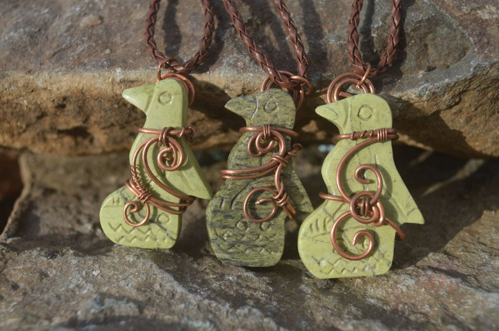Polished Copper Wire Wrapped Ancient Eagle Pendants  x 6 From Southern Africa - Toprock Gemstones and Minerals 