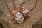 Polished  Copper Wire Wrapped Rubellite In Matrix Pendants x 6 From Madagascar - Toprock Gemstones and Minerals 