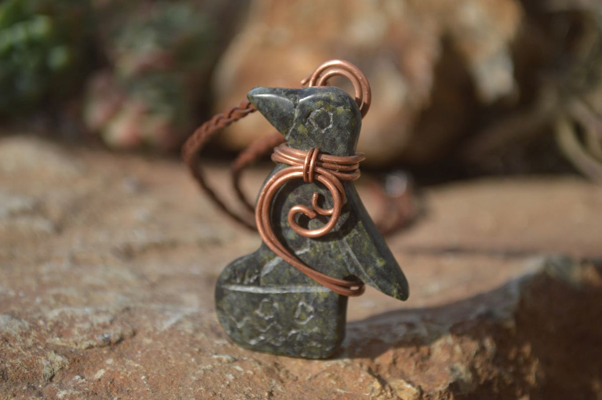 Polished Copper Wire Wrapped Ancient Eagle Pendants  x 6 From Southern Africa - Toprock Gemstones and Minerals 