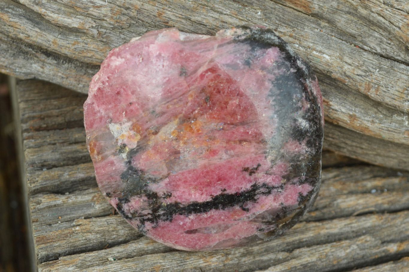 Polished Half Polished Pink & Black Rhodonite Pieces x 6 From Madagascar - TopRock
