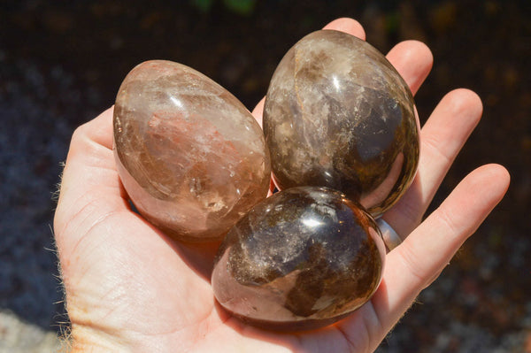 Polished Morion & Smokey Quartz Crystal Eggs  x 6 From Madagascar - TopRock