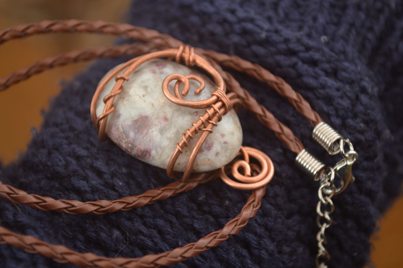 Polished  Copper Wire Wrapped Rubellite In Matrix Pendants x 6 From Madagascar - Toprock Gemstones and Minerals 