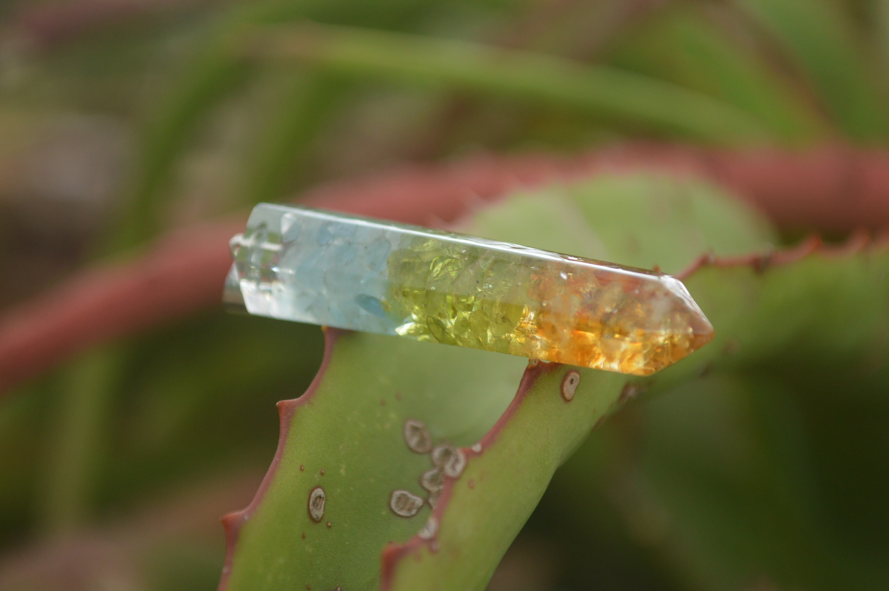 Polished Packaged Hand Crafted Mid Chakra Resin Pendant with Stone Chips - sold per piece - From Bulwer, South Africa - TopRock