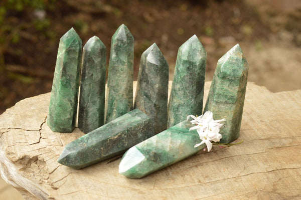 Polished Small Affordable Green Fuchsite Quartz Points  x 8 From Madagascar - TopRock