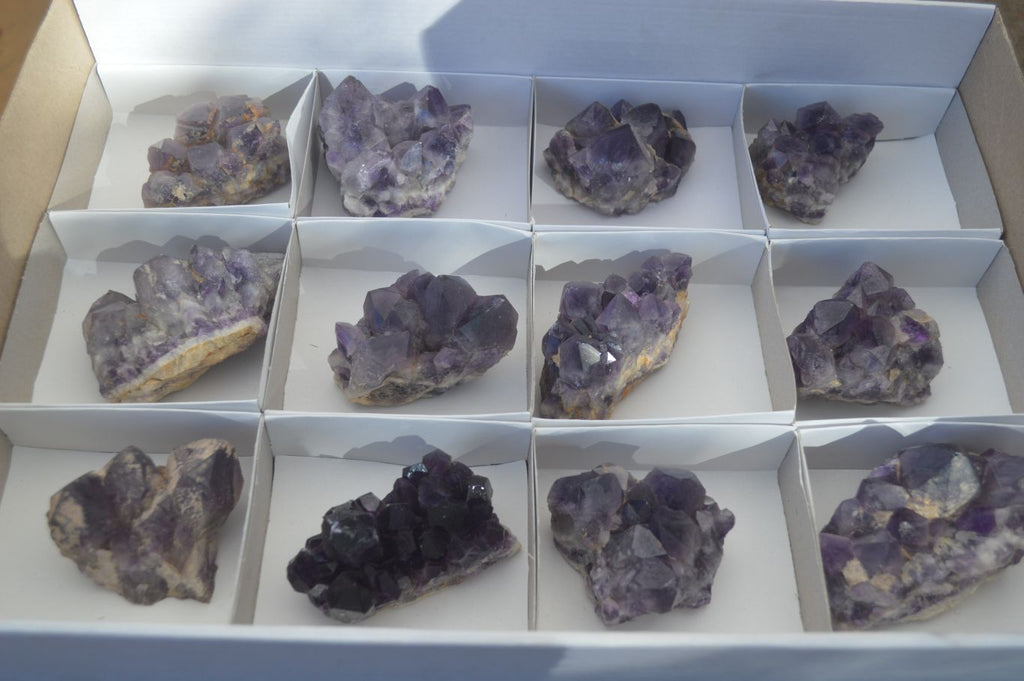 Natural Dark Amethyst Crystal Clusters x 12 From Zambia - Toprock Gemstones and Minerals 