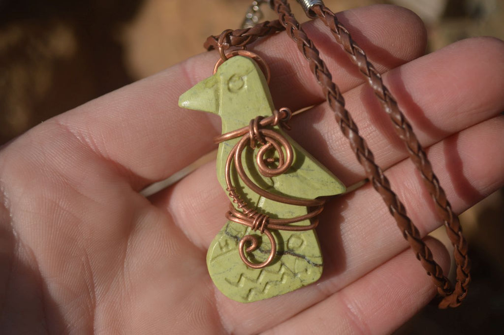 Polished Copper Wire Wrapped Ancient Eagle Pendants  x 6 From Southern Africa - Toprock Gemstones and Minerals 