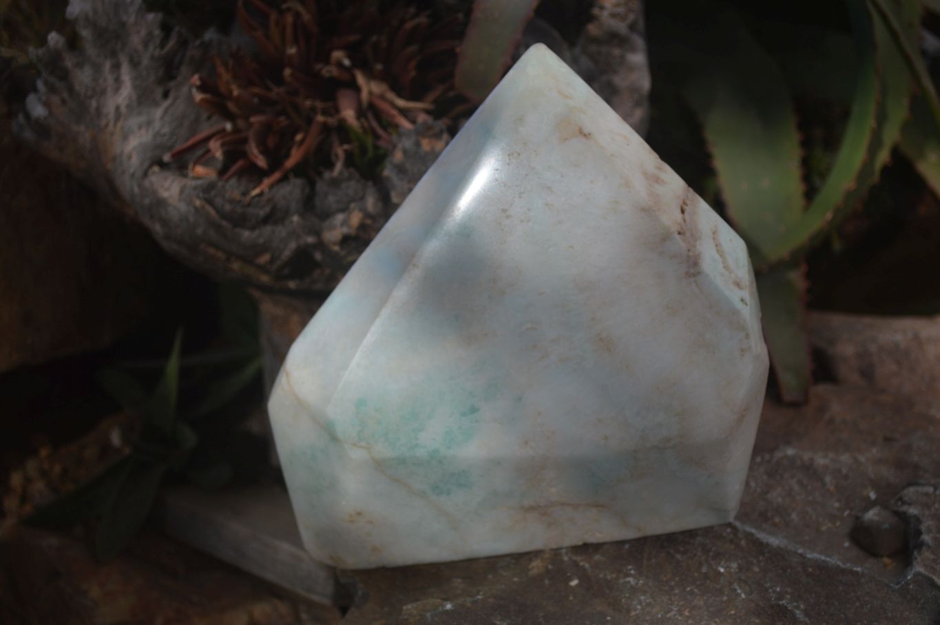 Polished Extra Large Blue Smithsonite Aragonite Point x 1 From Congo - Toprock Gemstones and Minerals 