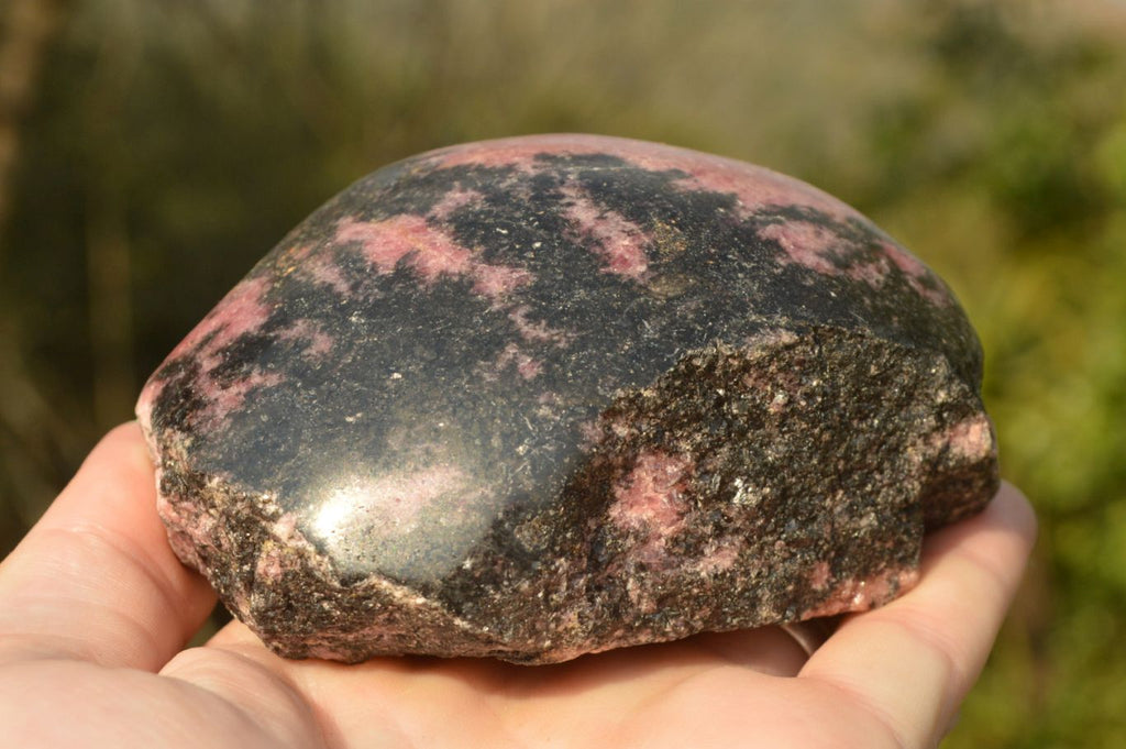 Polished Half Polished Pink & Black Rhodonite Pieces x 6 From Madagascar - TopRock