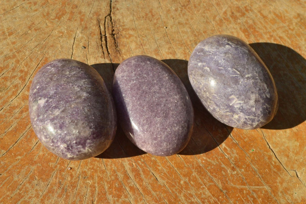 Polished Lithium Mica Purple Lepidolite Palm Stones (Some With Pink Rubellite) x 24 From Madagascar - TopRock