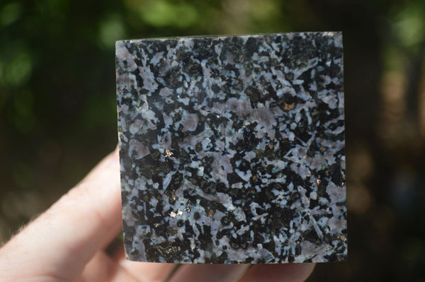 Polished Merlinite Gabbro Cubes With Corners Cut To Stand  x 2 From Ambatondrazaka, Madagascar - Toprock Gemstones and Minerals 