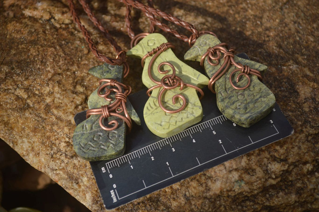 Polished Copper Wire Wrapped Ancient Eagle Pendants  x 6 From Southern Africa - Toprock Gemstones and Minerals 