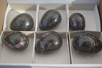Polished Rhodonite Gemstone Eggs x 6 From Madagascar - Toprock Gemstones and Minerals 