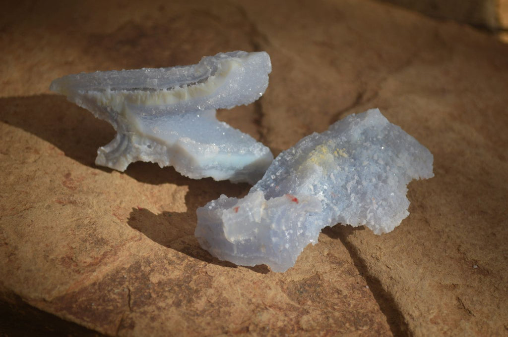 Natural Etched Blue Chalcedony Specimens x 12 From Nsanje, Malawi - Toprock Gemstones and Minerals 