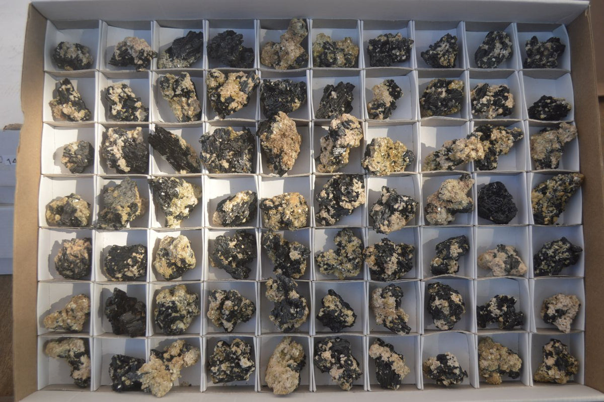 Natural Small Schorl Black Tourmaline Specimens x 70 From Erongo, Namibia - Toprock Gemstones and Minerals 