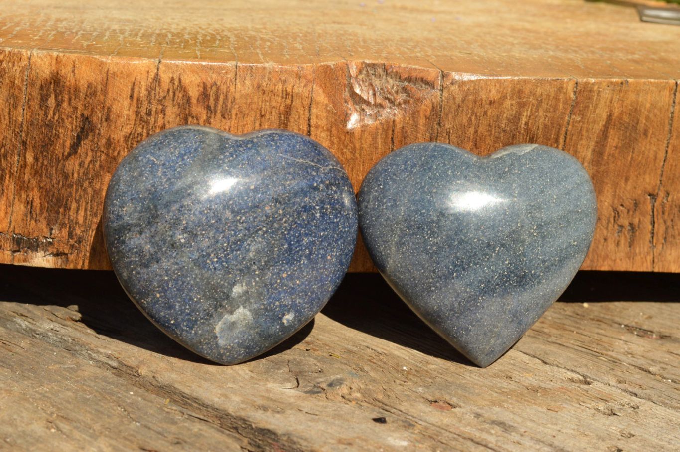 Polished Highly Selected Medium Sized Blue Lazulite Hearts  x 6 From Madagascar - TopRock