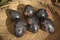 Polished Rhodonite Gemstone Eggs x 6 From Madagascar - Toprock Gemstones and Minerals 