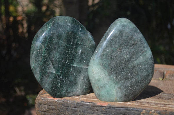 Polished Emerald Fuchsite Quartz Standing Free Forms  x 2 From Madagascar - Toprock Gemstones and Minerals 