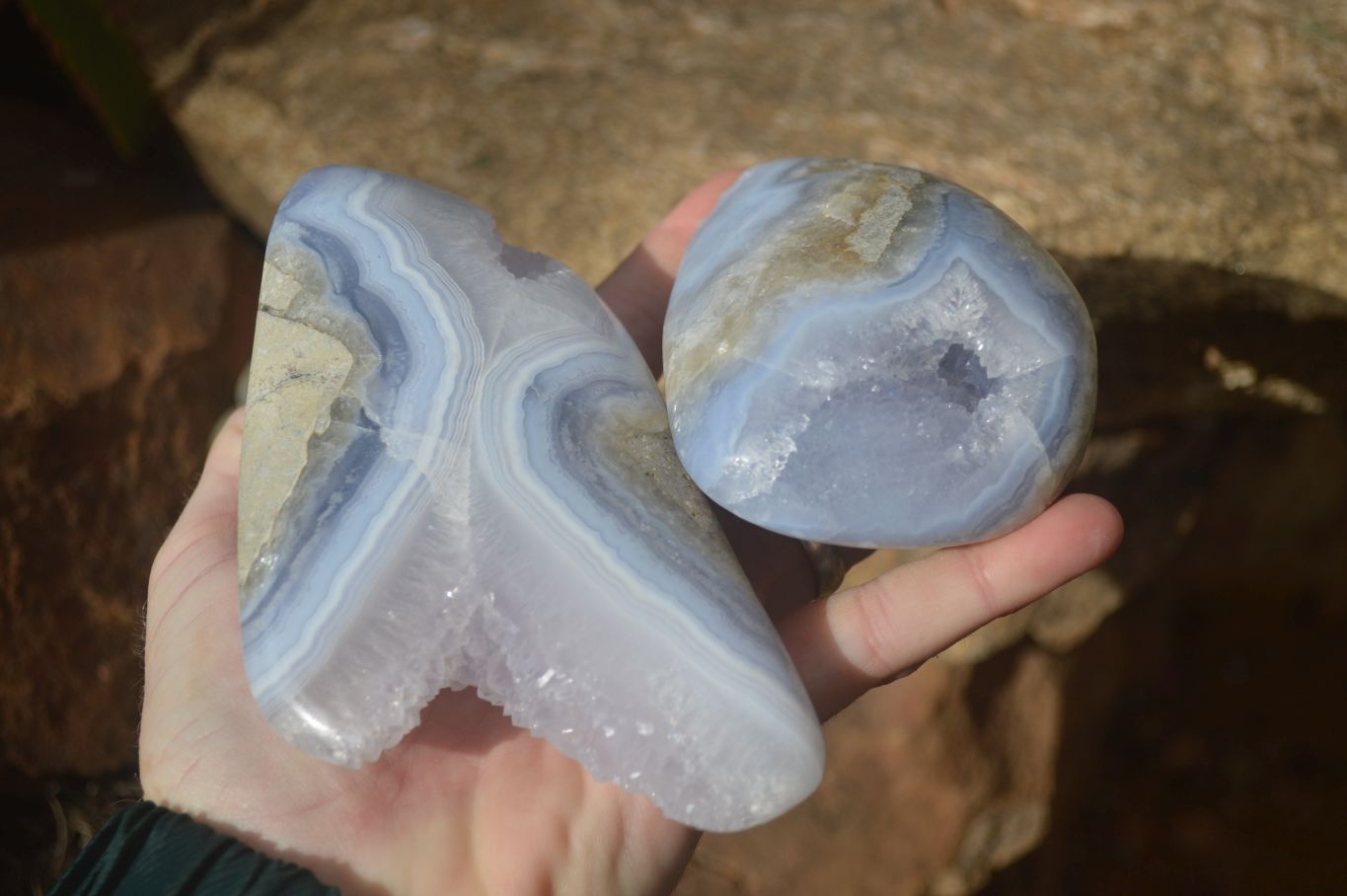 Polished Blue Lace Agate Free Forms  x 3 From Nsanje, Malawi - Toprock Gemstones and Minerals 