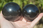 Polished Schorl Black Tourmaline Spheres x 3 From Madagascar - Toprock Gemstones and Minerals 