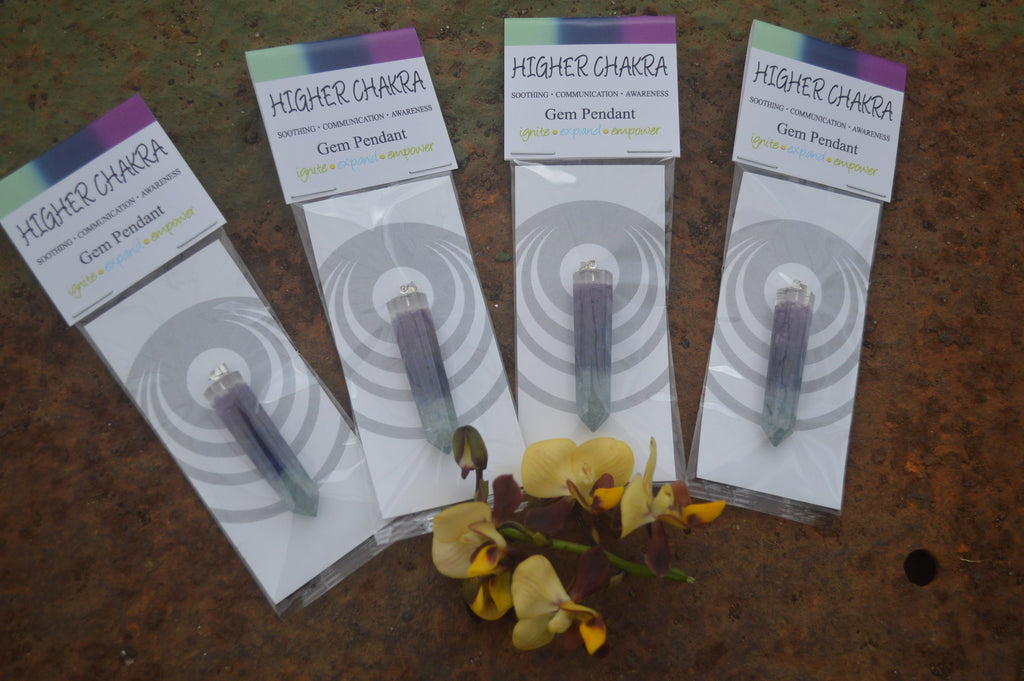 Polished Packaged Hand Crafted Higher Chakra Resin Pendant with Stone Chips - sold per piece - From Bulwer, South Africa - TopRock