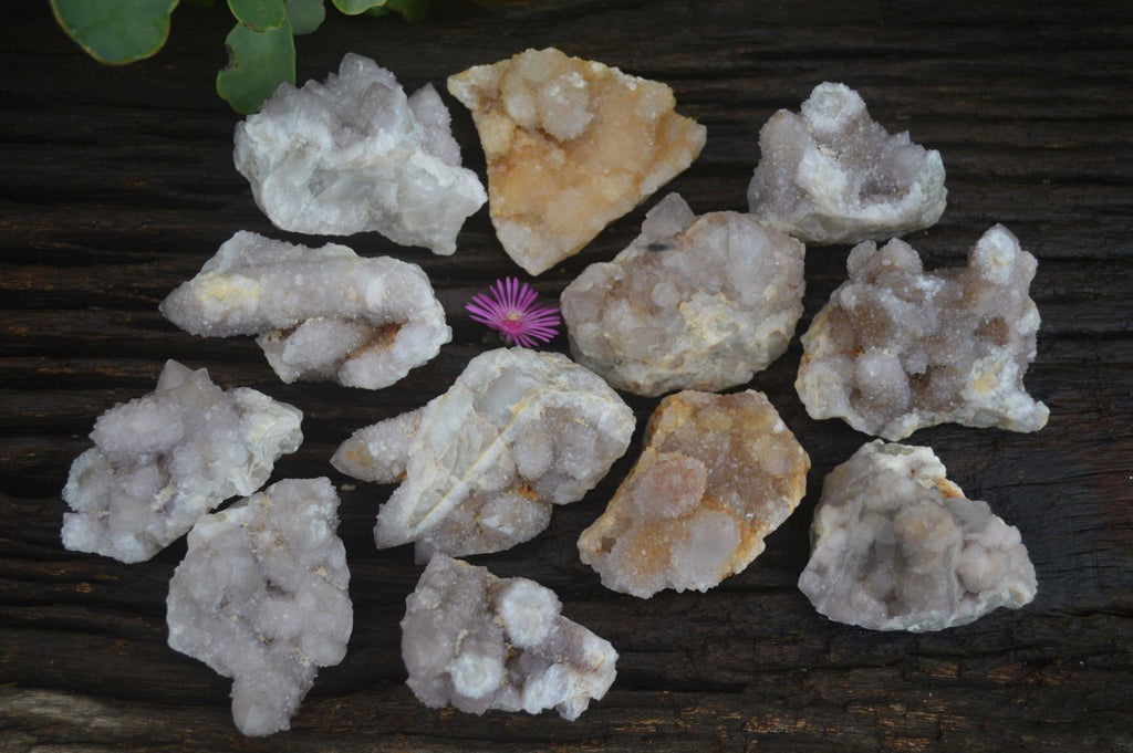 Natural Small Spirit Quartz Clusters  x 12 From Boekenhouthoek, South Africa - TopRock