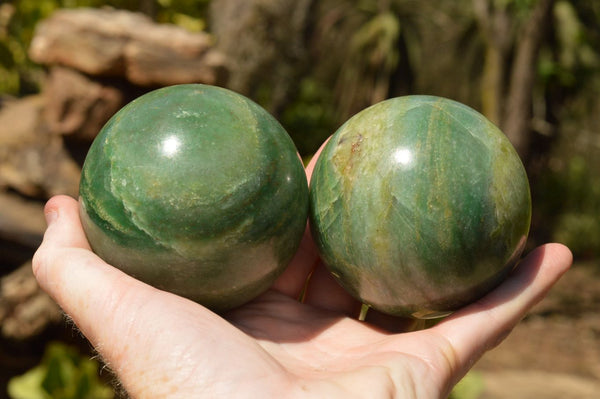 Polished Green Aventurine Spheres  x 2 From Swaziland - TopRock