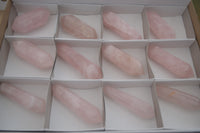 Polished Gemmy Double Terminated Rose Quartz Points x 12 From Ambatondrazaka, Madagascar - TopRock