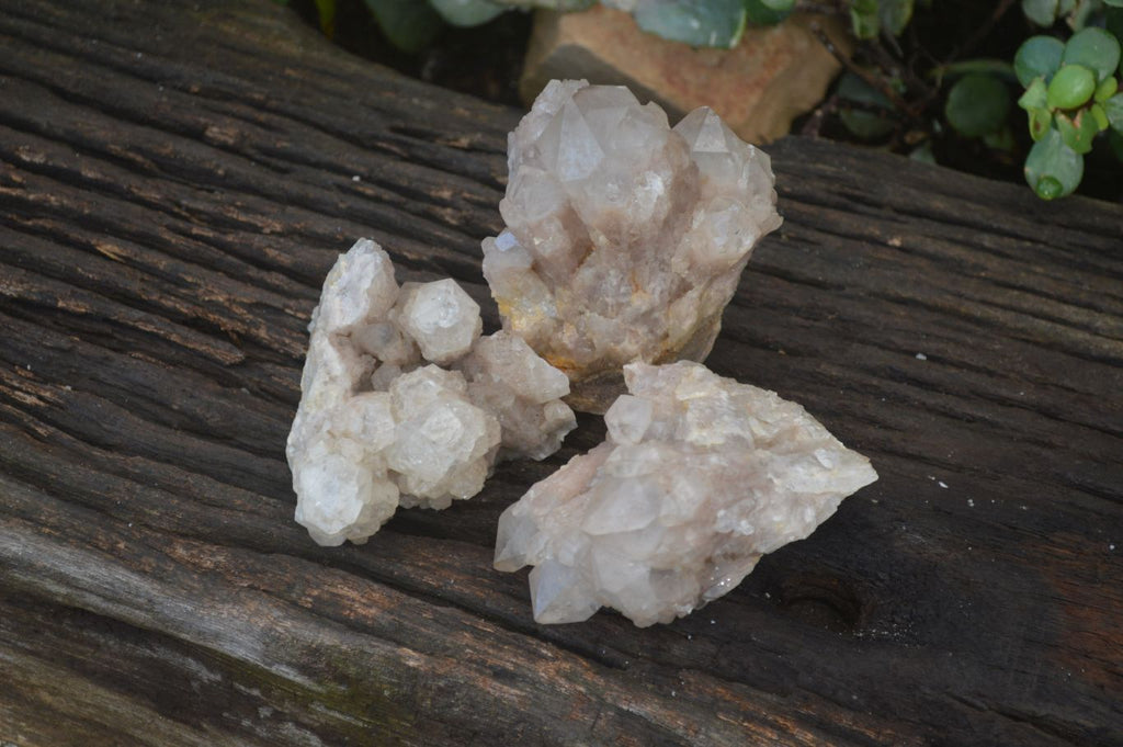 Natural Cascading Smokey Quartz Clusters x 3 From Luena, Congo - Toprock Gemstones and Minerals 