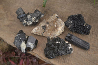Natural Schorl Black Tourmaline Specimens x 6 From Erongo, Namibia - Toprock Gemstones and Minerals 