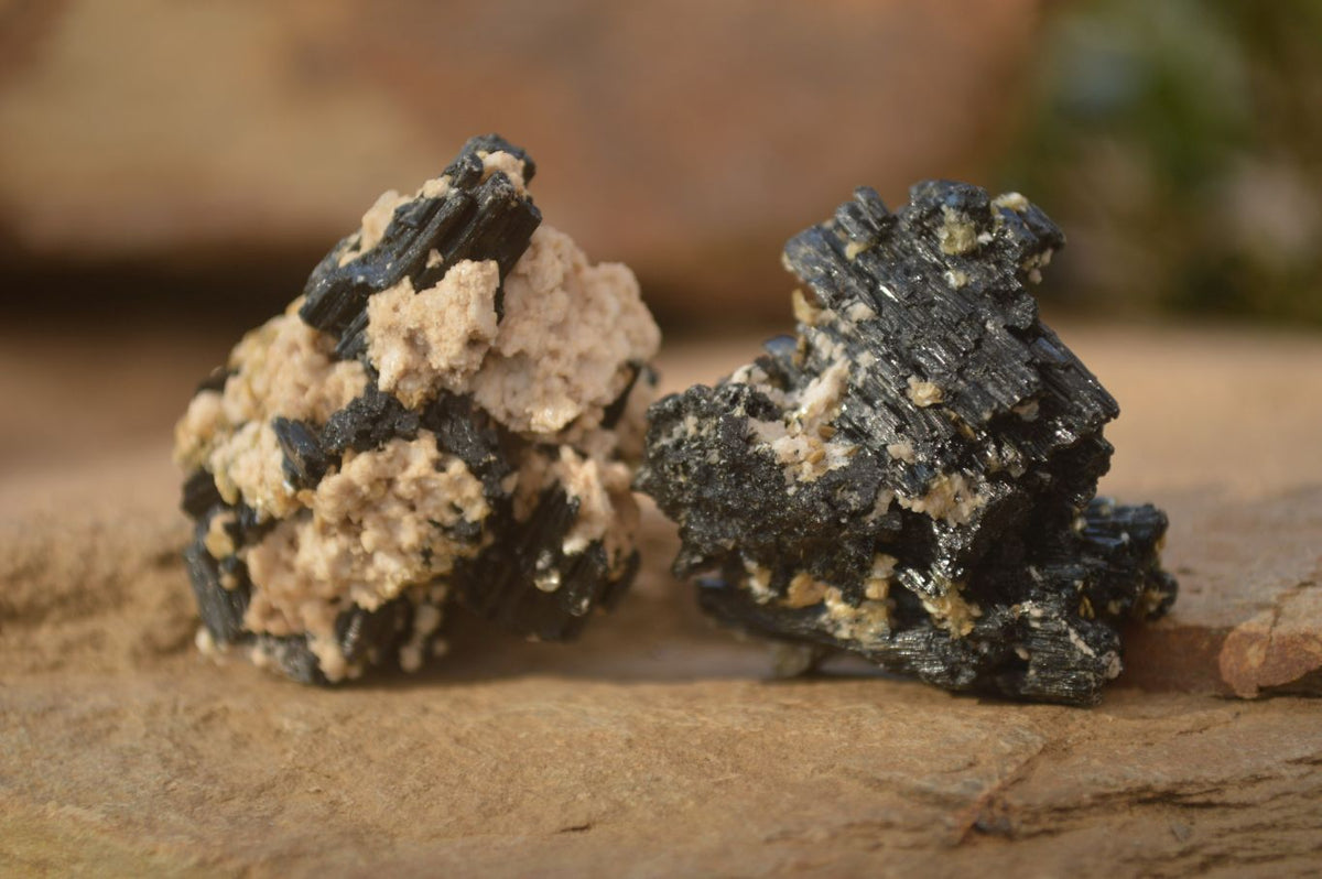 Natural Small Schorl Black Tourmaline Specimens x 70 From Erongo, Namibia - Toprock Gemstones and Minerals 