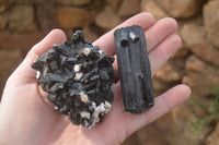 Natural Schorl Black Tourmaline Specimens x 6 From Erongo, Namibia - Toprock Gemstones and Minerals 