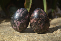 Polished Rhodonite Gemstone Eggs x 6 From Madagascar - Toprock Gemstones and Minerals 