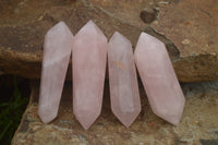 Polished Gemmy Double Terminated Rose Quartz Points x 12 From Ambatondrazaka, Madagascar - TopRock