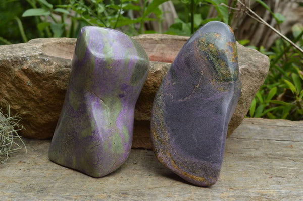 Polished XL Stichtite & Serpentine Free Forms x 2 From Barberton, South Africa - TopRock
