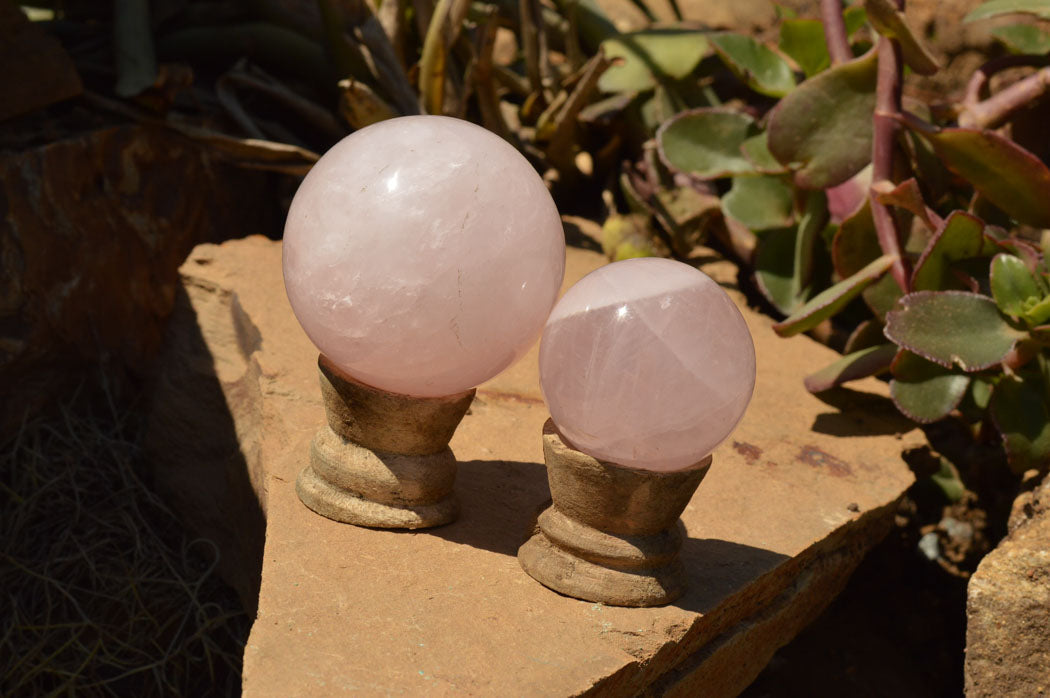 Polished Gemmy Pink Rose Quartz Spheres  x 6 From Ambatondrazaka, Madagascar - TopRock