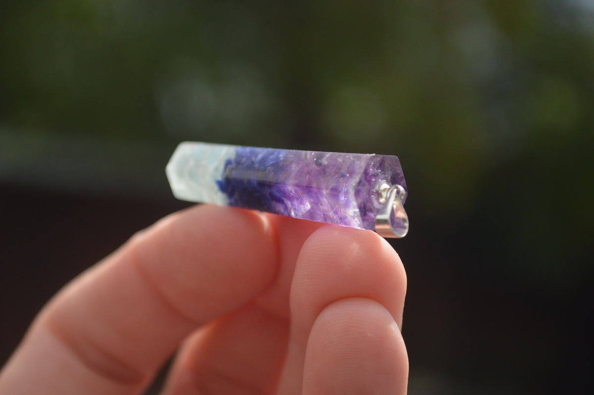 Polished Packaged Hand Crafted Higher Chakra Resin Pendant with Stone Chips - sold per piece - From Bulwer, South Africa - TopRock