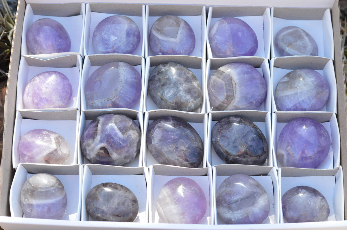 Polished Dream Amethyst Palm Stones  x 20 From Madagascar - TopRock