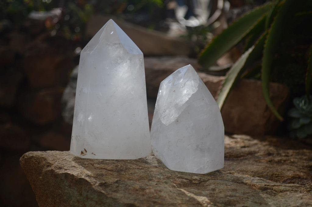 Polished Large Clear Quartz Points x 2 From Madagascar - Toprock Gemstones and Minerals 