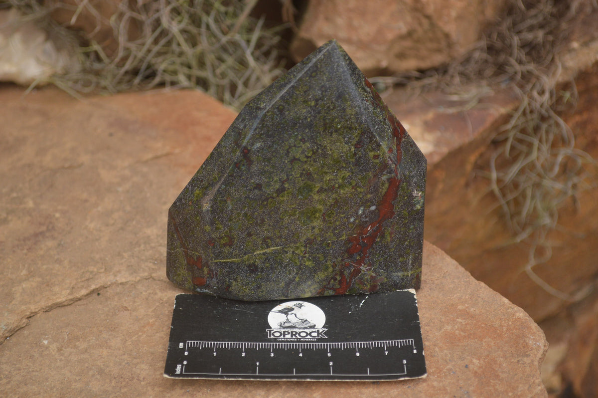 Polished Dragons (Epidote & Piedmontite) Bloodstone Points  x 3 From Tshipise, South Africa - TopRock