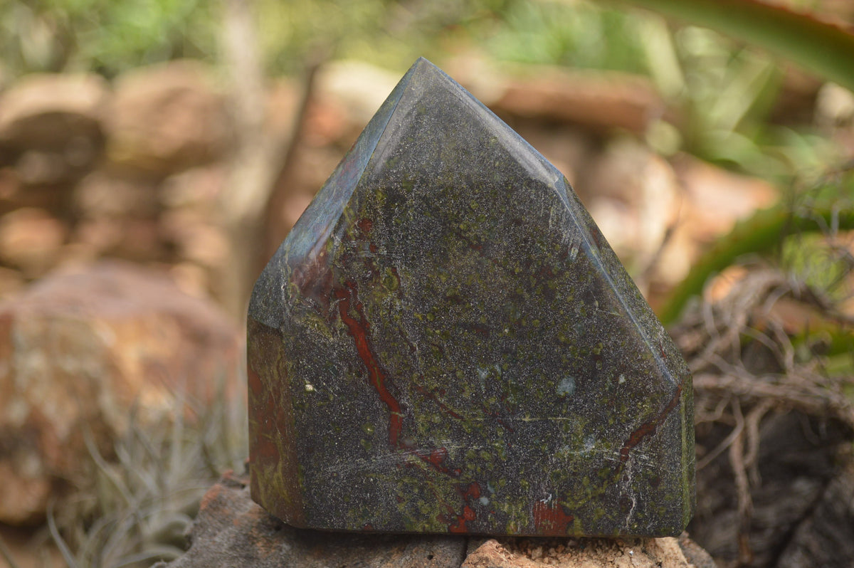 Polished Dragons (Epidote & Piedmontite) Bloodstone Points  x 3 From Tshipise, South Africa - TopRock