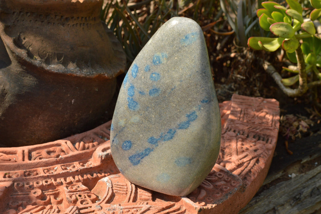Polished Light Blue Spotted Spinel Quartz Standing Free Forms  x 2 From Madagascar - TopRock