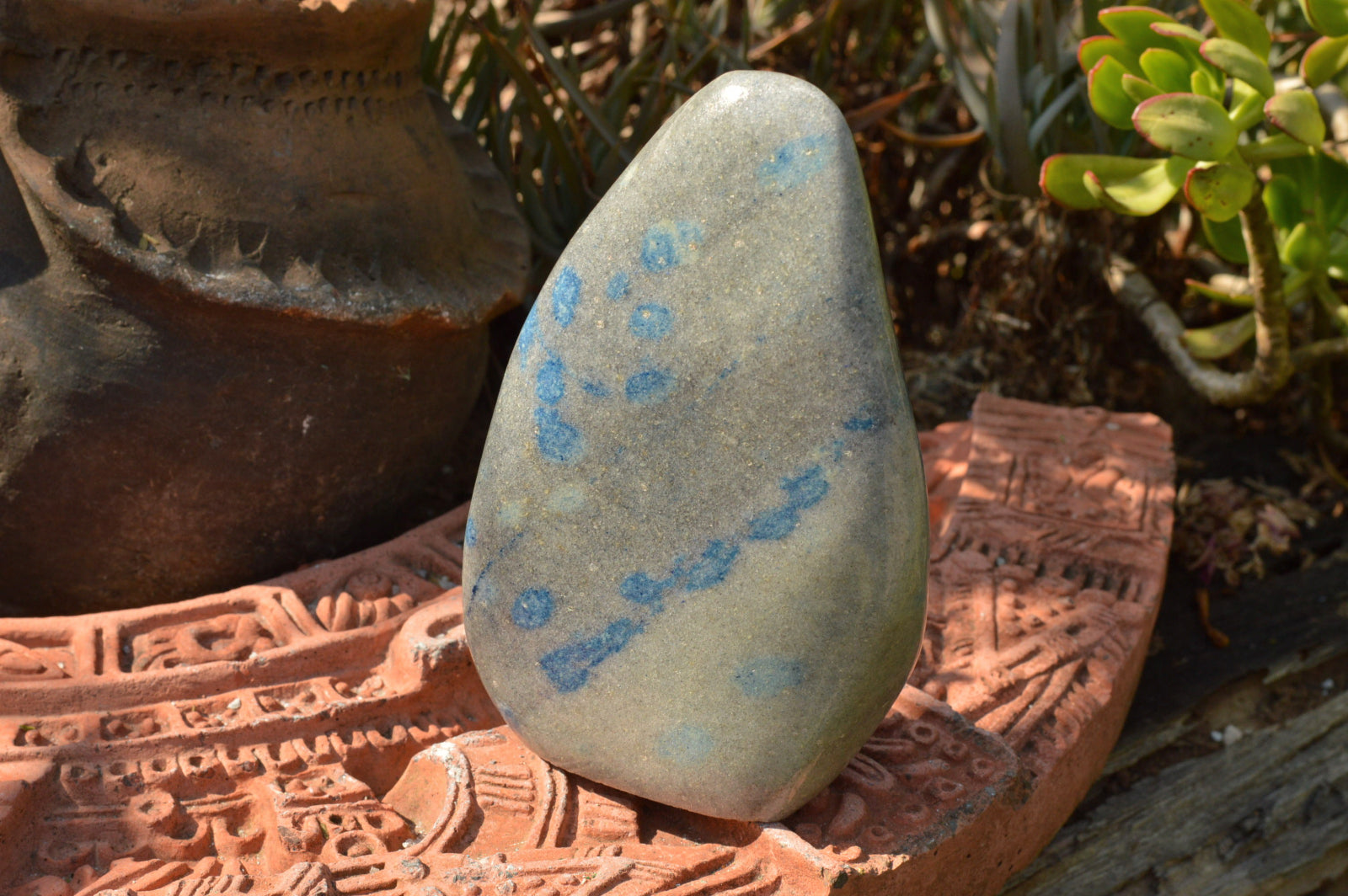 Polished Light Blue Spotted Spinel Quartz Standing Free Forms  x 2 From Madagascar - TopRock