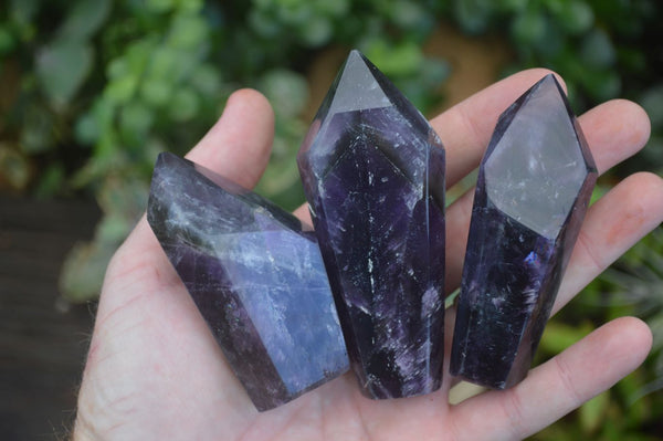 Polished Dark Chevron Amethyst Points  x 6 From Zambia - Toprock Gemstones and Minerals 
